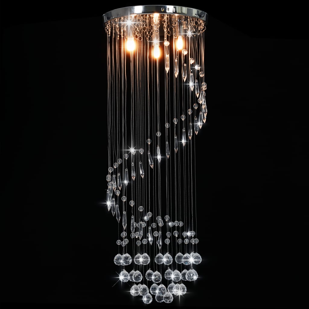 vidaXL Stropna svjetiljka s kristalnim perlama srebrna spiralna G9