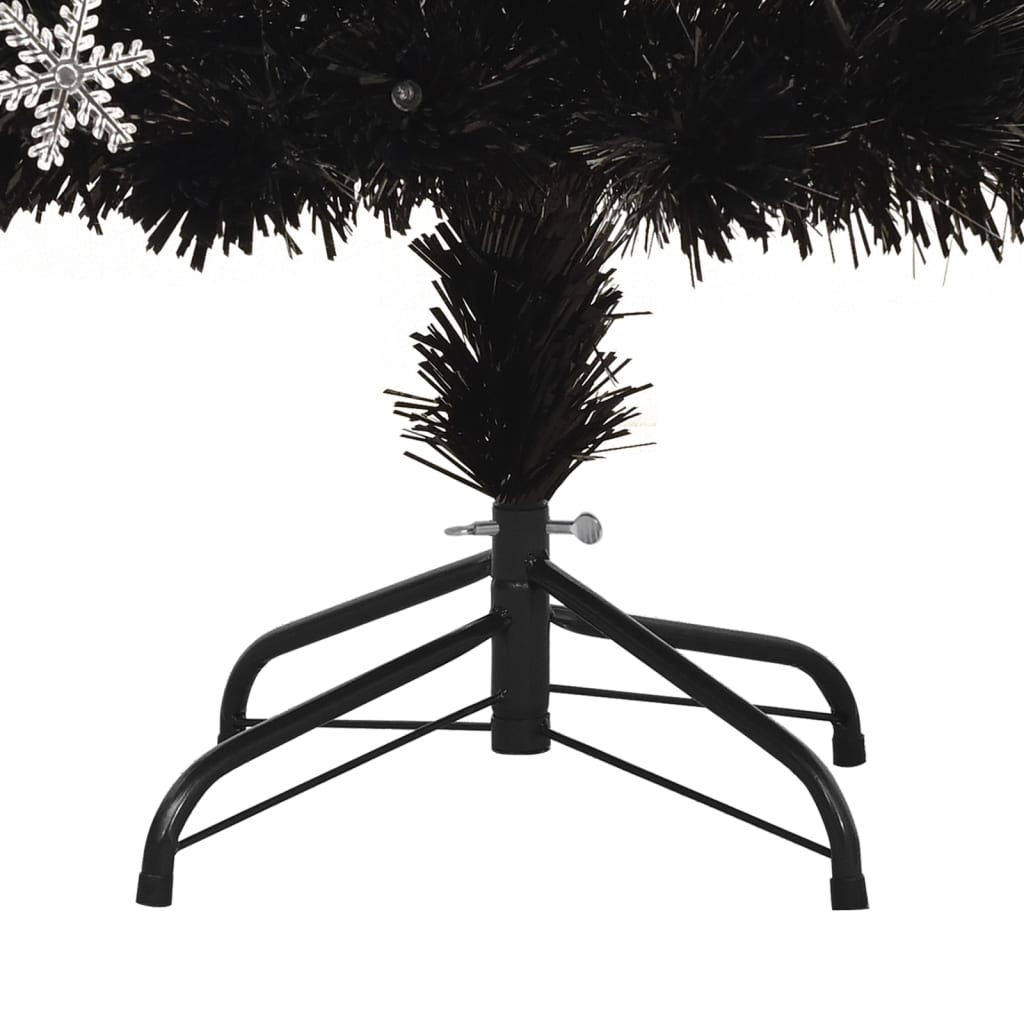 vidaXL Božićno drvce s LED pahuljama crno 240 cm od optičkih vlakana