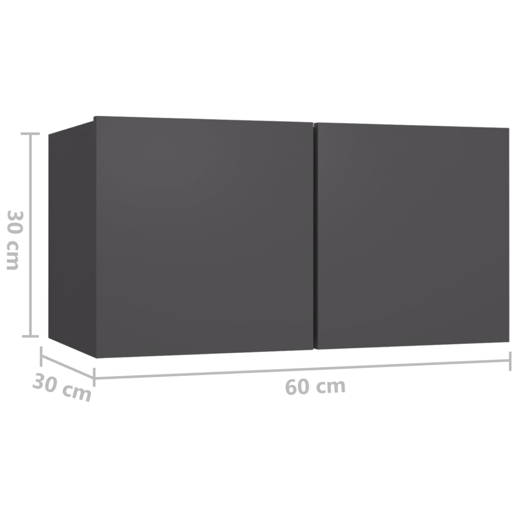 vidaXL Viseći TV ormarići 3 kom sivi 60 x 30 x 30 cm