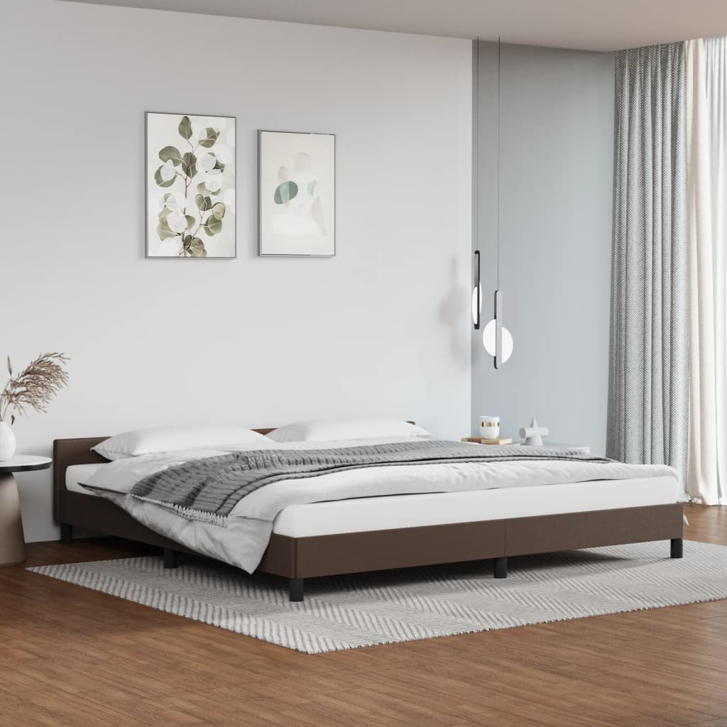 vidaXL Okvir za krevet s uzglavljem smeđi 200x200 cm od umjetne kože