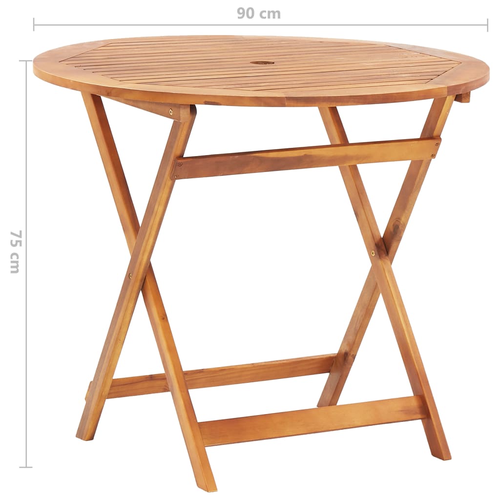 vidaXL Sklopivi vrtni stol od masivnog bagremovog drva 90 x 75 cm