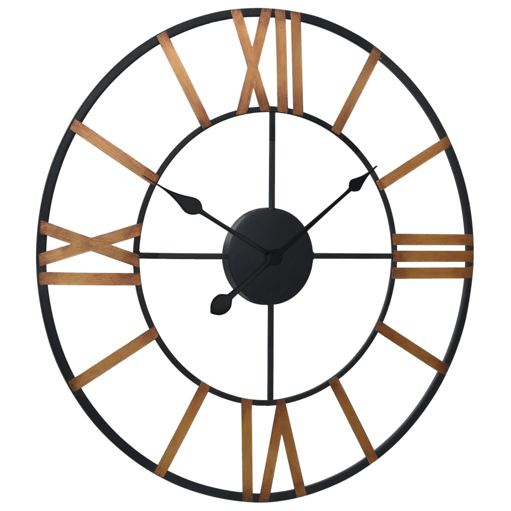 vidaXL Zidni sat zlatno-crni 70 cm metalni