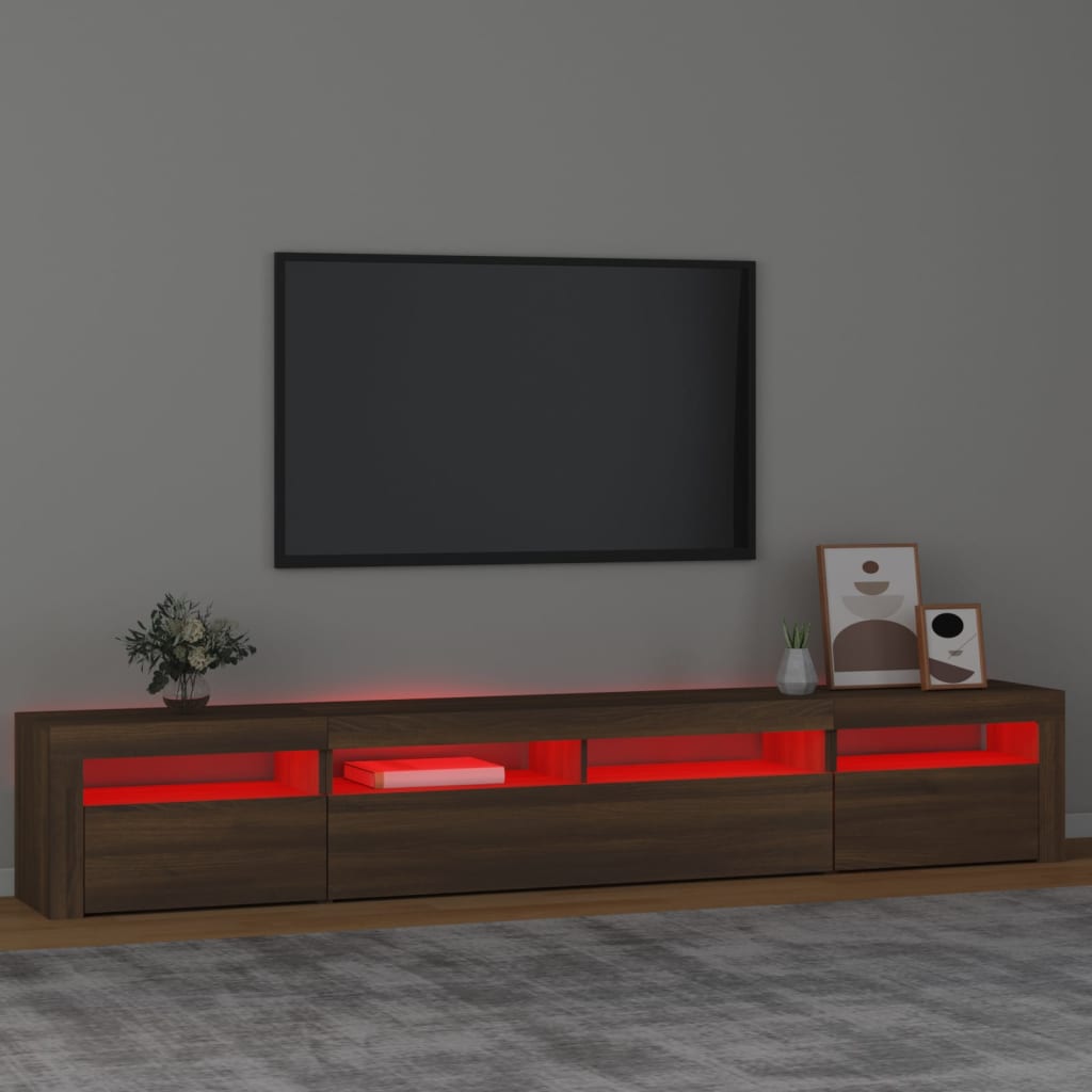 vidaXL TV ormarić s LED svjetlima boja smeđeg hrasta 240x35x40 cm