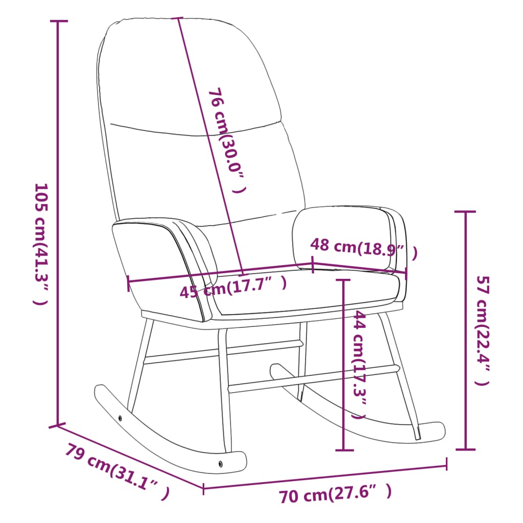 vidaXL Stolica za ljuljanje od tkanine s osloncem za noge crna