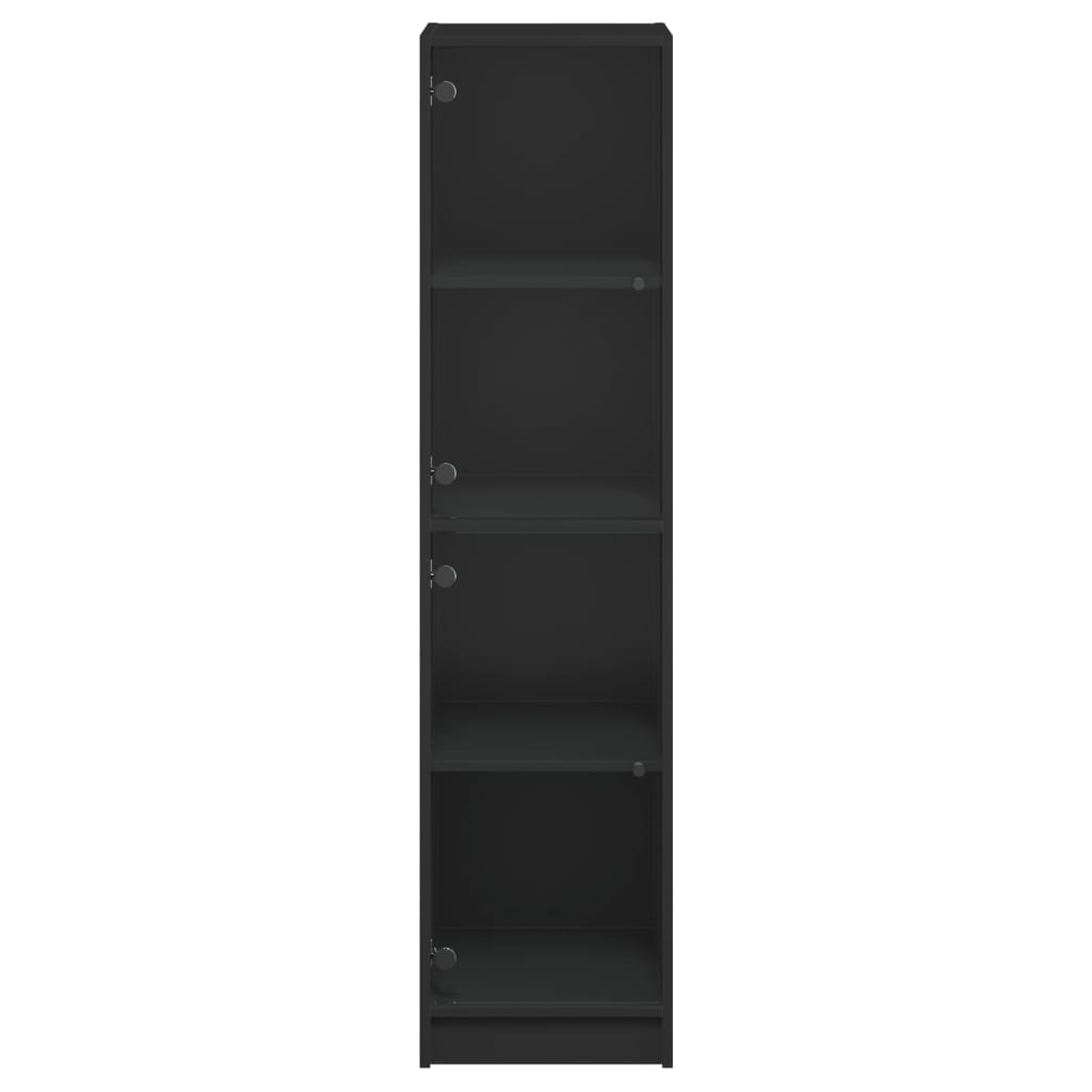vidaXL Visoka komoda sa staklenim vratima crna 35 x 37 x 142 cm