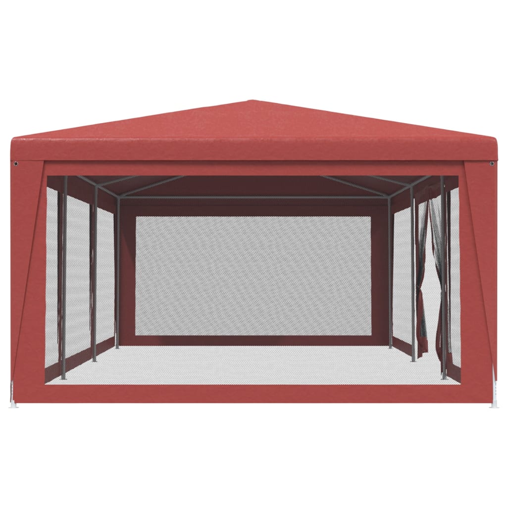 vidaXL Šator za zabave s 8 mrežastih bočnih zidova crveni 9 x 4 m HDPE