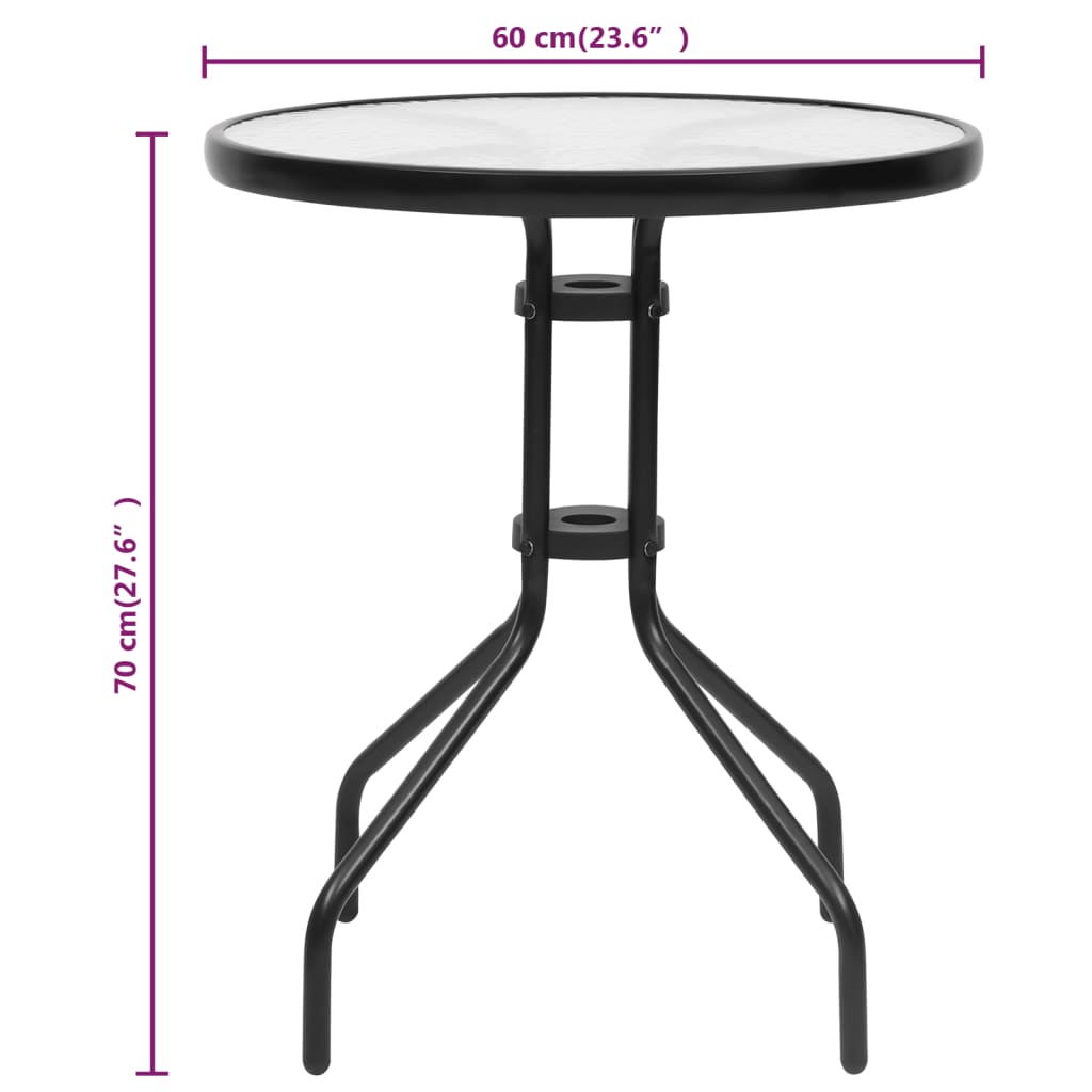 vidaXL Vrtni stol crni Ø 60 x 70 cm čelični