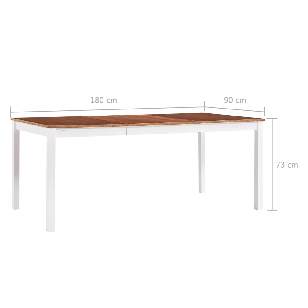 vidaXL Blagavaonski stol bijelo-smeđi 180 x 90 x 73 cm od borovine