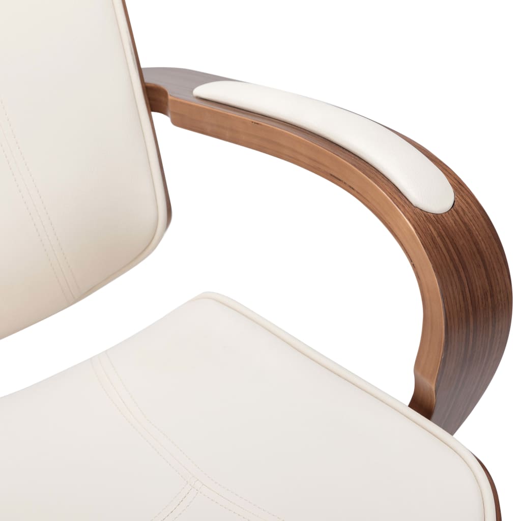 vidaXL Okretna uredska stolica od umjetne kože i savijenog drva krem