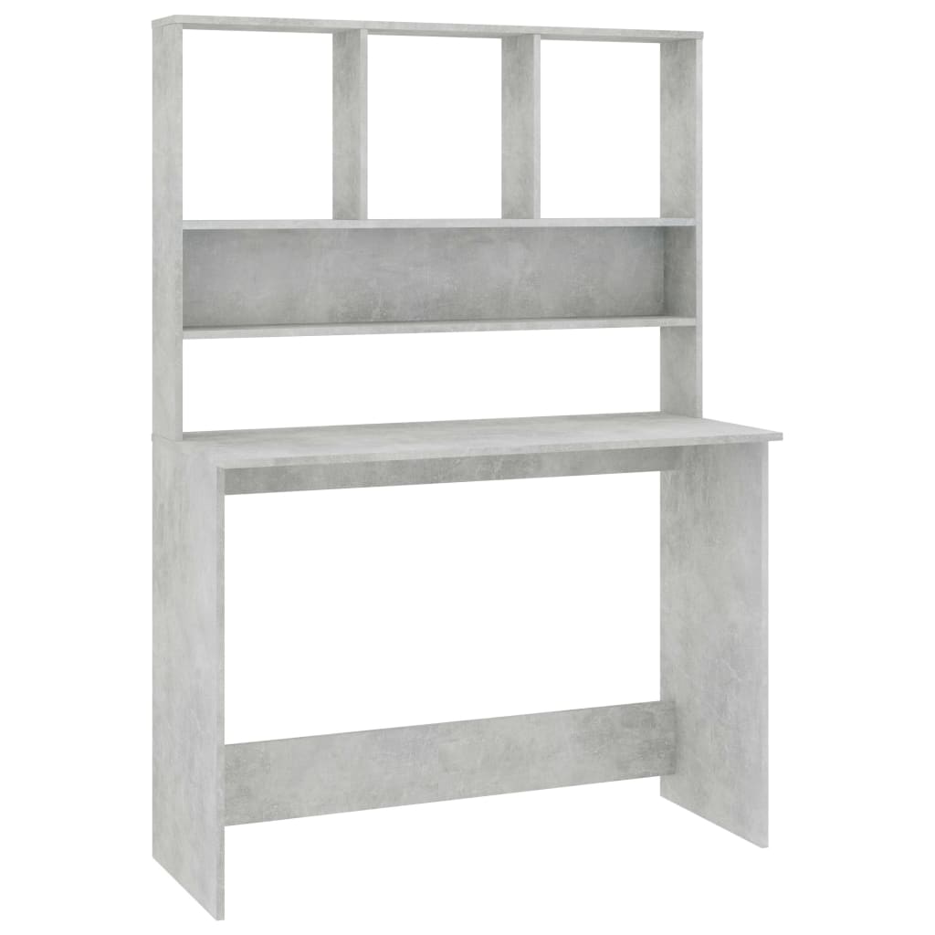 vidaXL Radni stol s policama siva boja betona 110x45x157 cm iverica