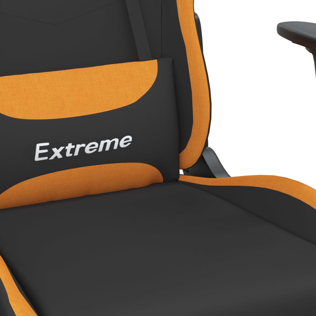 vidaXL Masažna igraća stolica od tkanine s osloncem crno-narančasta