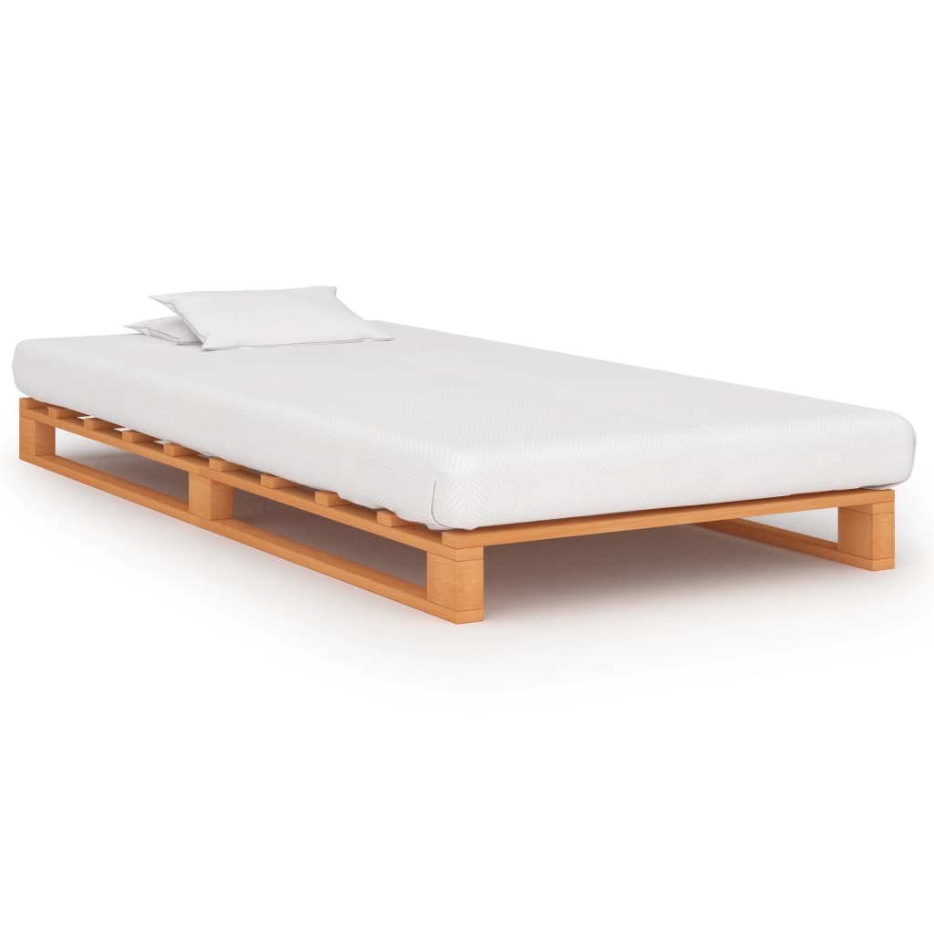 vidaXL Okvir za krevet od paleta od masivne borovine smeđi 90 x 200 cm