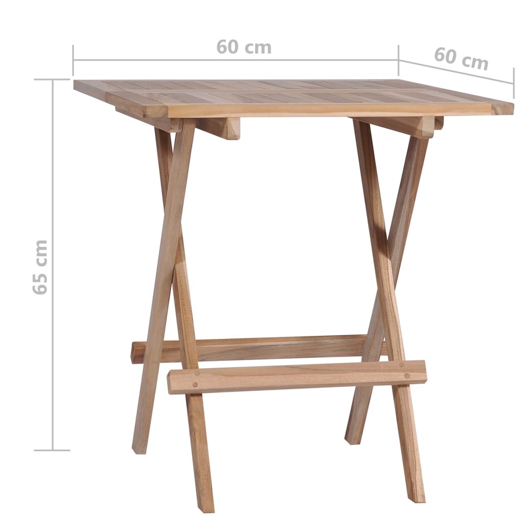 vidaXL Sklopivi bistro stol 60 x 60 x 65 cm masivna tikovina