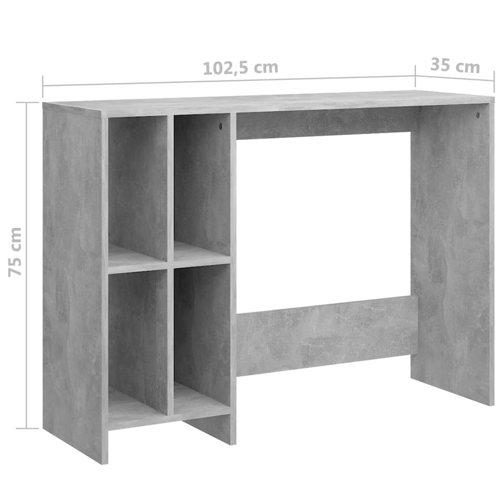 vidaXL Stol za prijenosno računalo boja betona 102,5x35x75 cm iverica