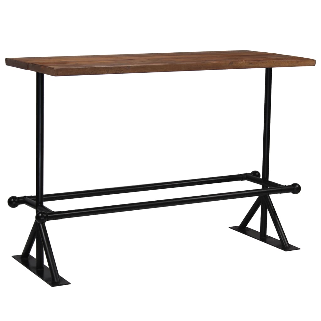 vidaXL Barski stol od masivnog obnovljenog drva 150x70x107 cm tamno smeđi