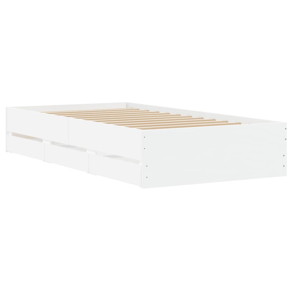 vidaXL Okvir kreveta s ladicama bijeli 90 x 200 cm konstruirano drvo