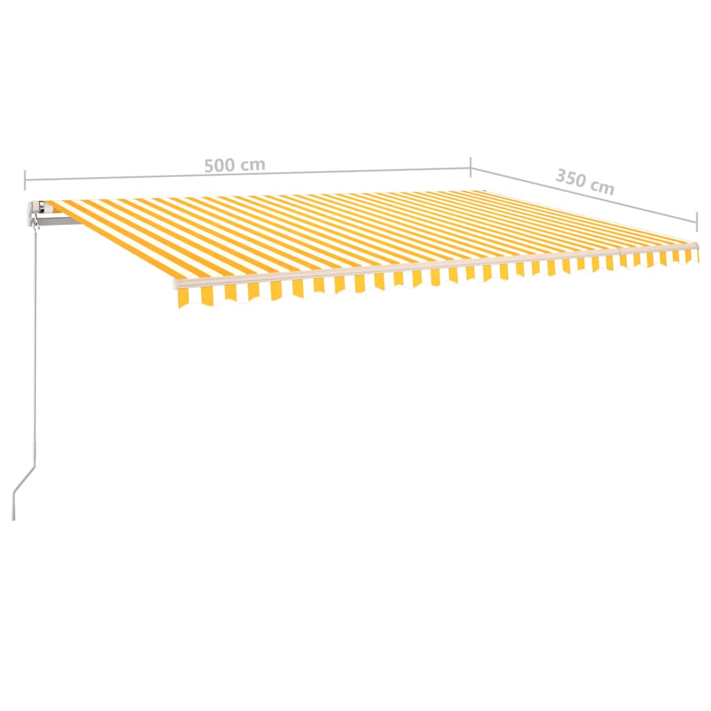 vidaXL Automatska tenda sa senzorom za vjetar LED 5x3,5 m žuto-bijela