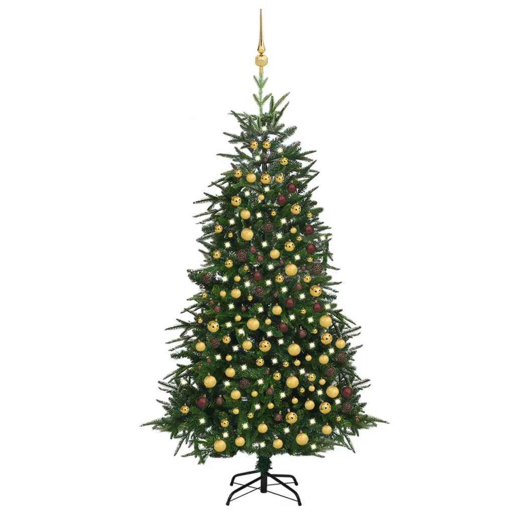 vidaXL Umjetno božićno drvce LED sa setom kuglica zeleno 240 cm PVC/PE