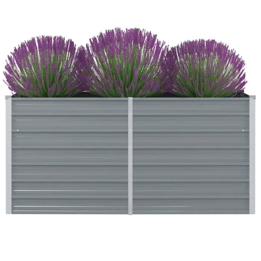vidaXL Vrtna Visoka Posuda za Biljke 160x80x77 cm Pocinčani čelik Siva boja
