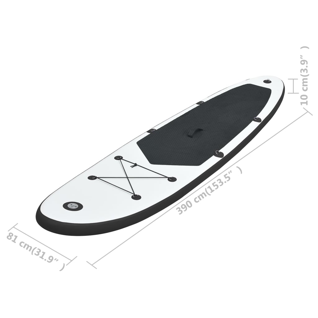 vidaXL Set daske za veslanje stojeći na napuhavanje crno-bijeli