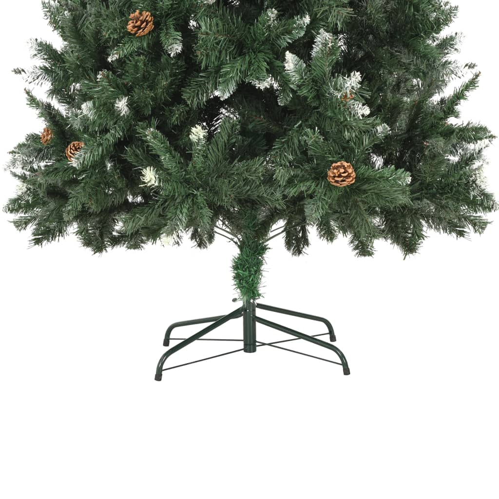 vidaXL Umjetno božićno drvce sa šiškama i bijelim sjajem 210 cm