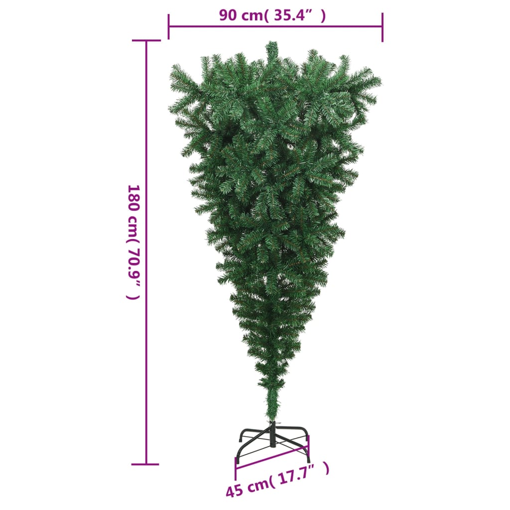 vidaXL Naopako umjetno božićno drvce sa stalkom zeleno 180 cm