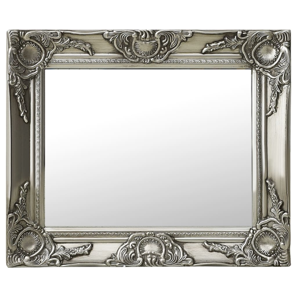 vidaXL Zidno ogledalo u baroknom stilu 50 x 40 cm srebrno