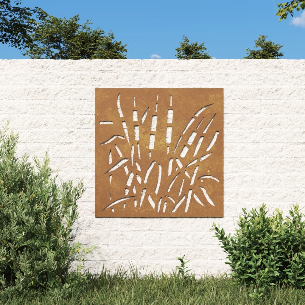 vidaXL Vrtni zidni ukras 55 x 55 cm čelik COR-TEN s uzorkom trave