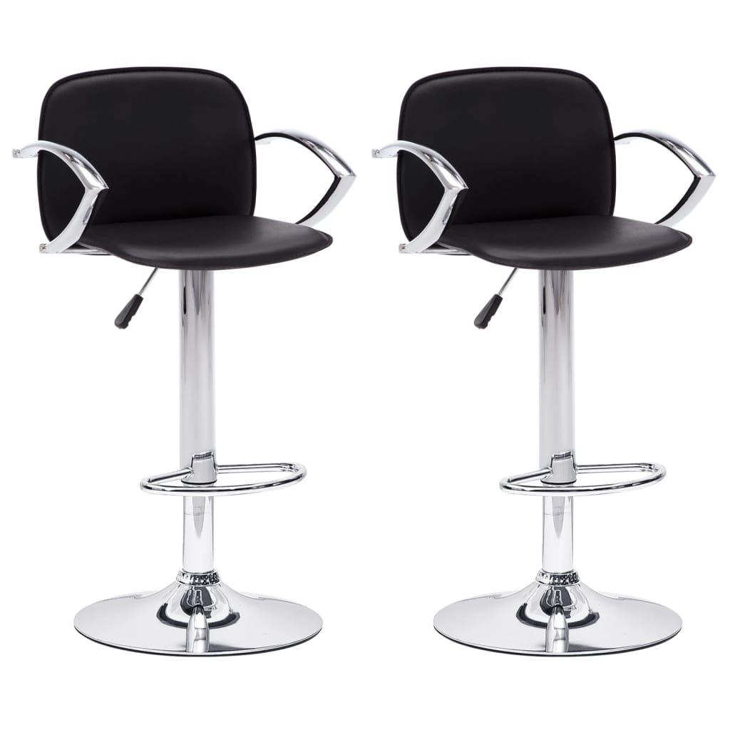 vidaXL Barski stolci s naslonima za ruke od umjetne kože 2 kom crni