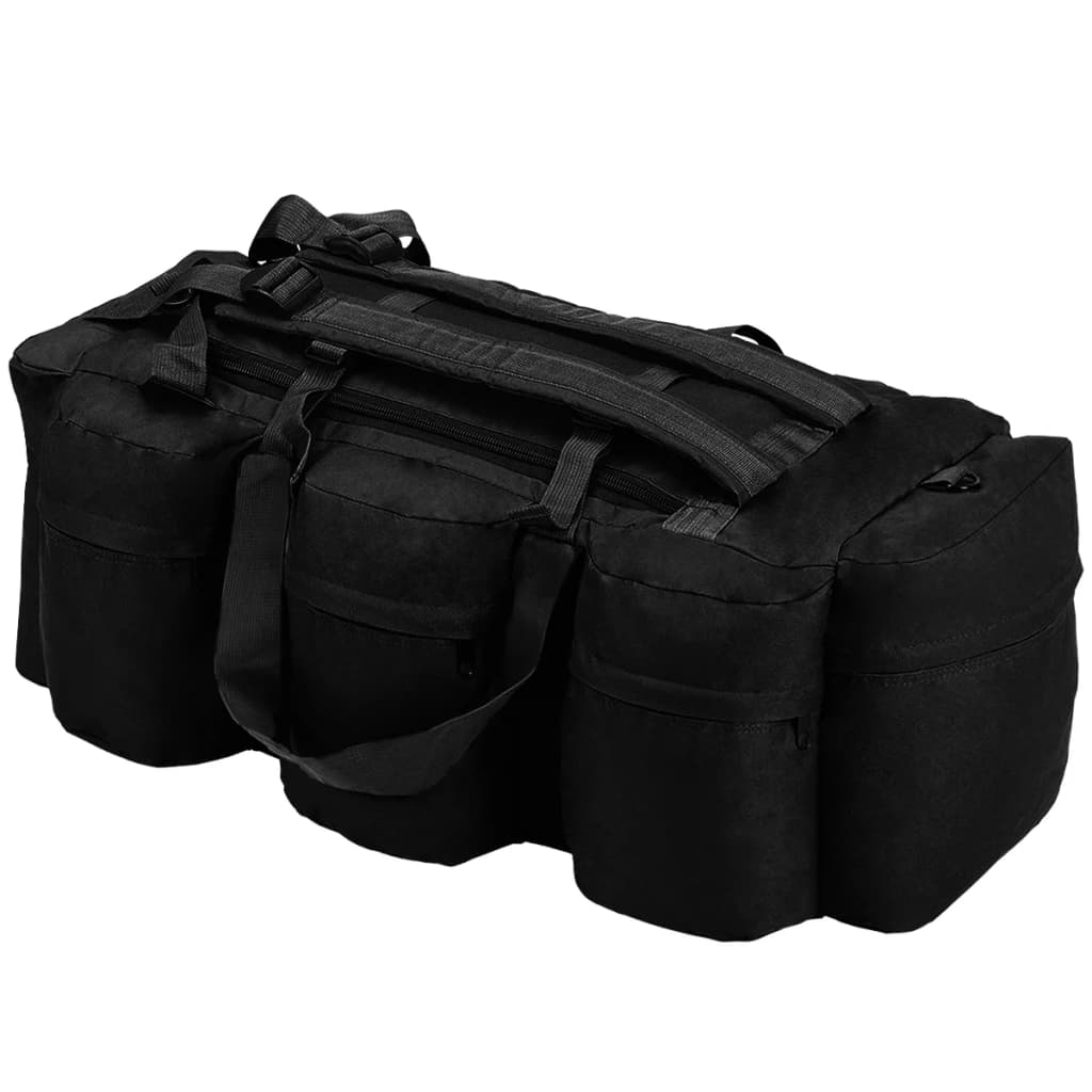 vidaXL 3-u-1 torba u vojničkom stilu 90 L crna