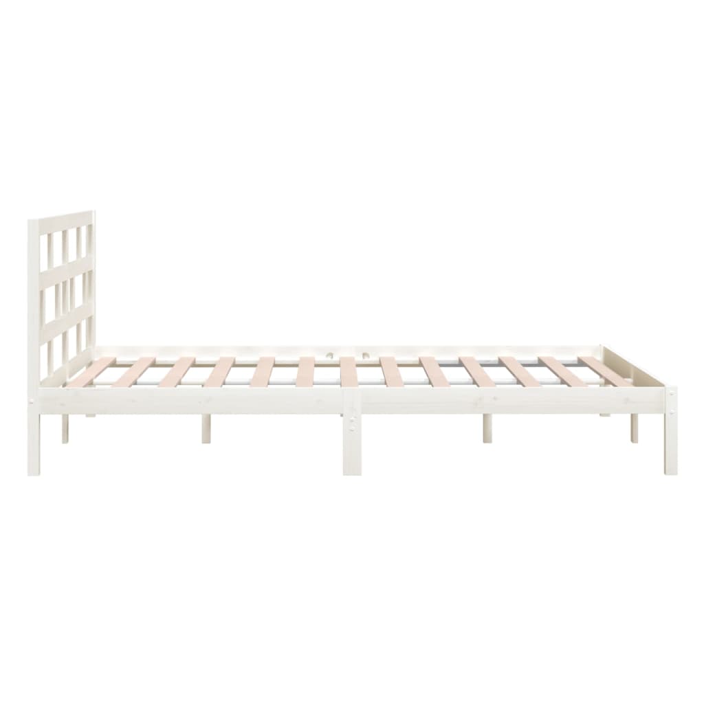 vidaXL Okvir za krevet bijeli 135x190 cm bračni od masivnog drva