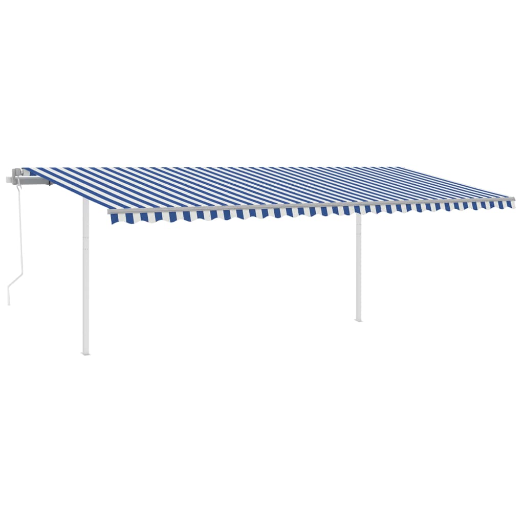 vidaXL Automatska tenda na uvlačenje sa stupovima 6 x 3 m plavo-bijela