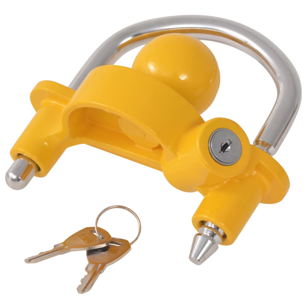 vidaXL Lokot za prikolicu s 2 ključa od legure čelika i aluminija žuti
