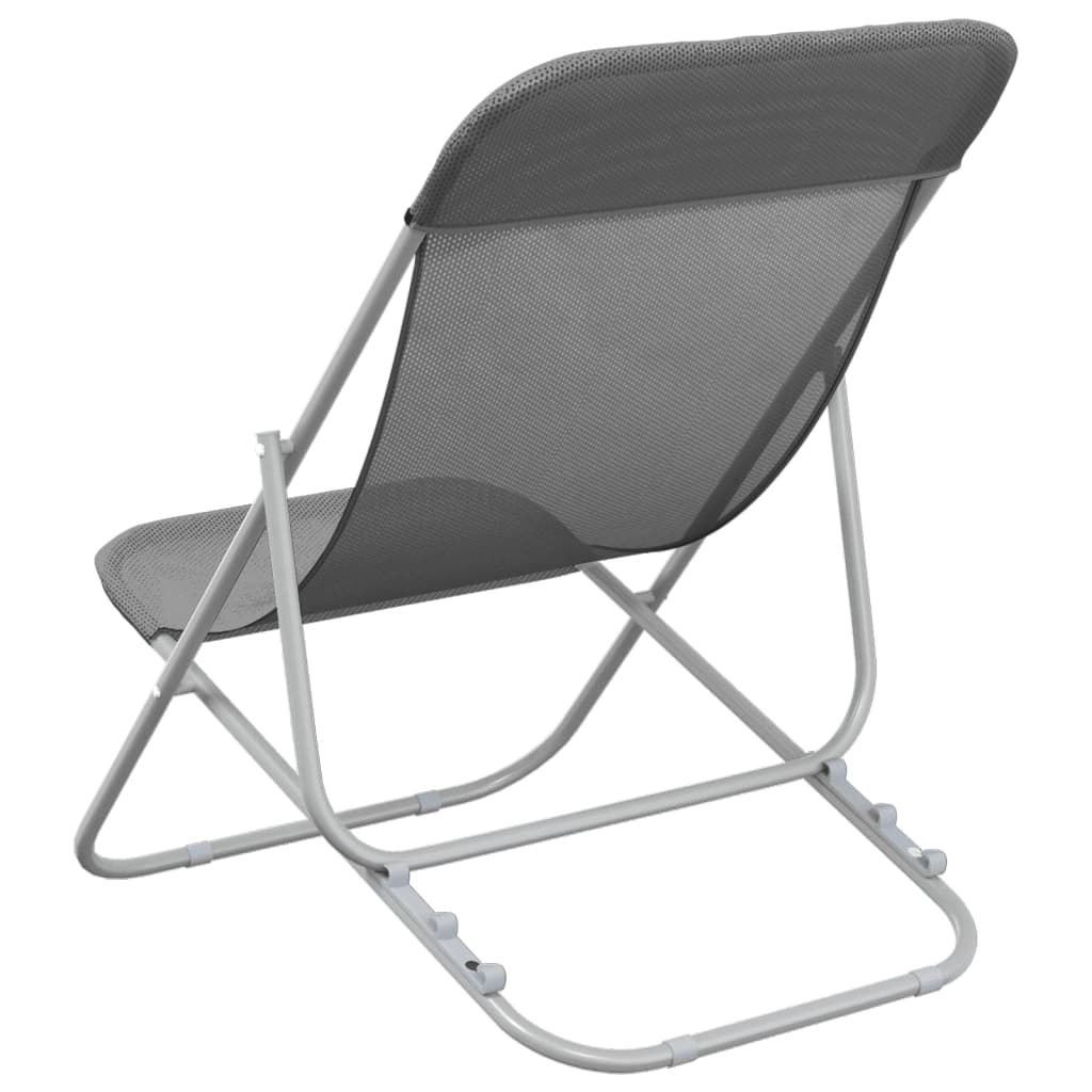 vidaXL Sklopive stolice za plažu 2 kom sive od tekstilena i čelika