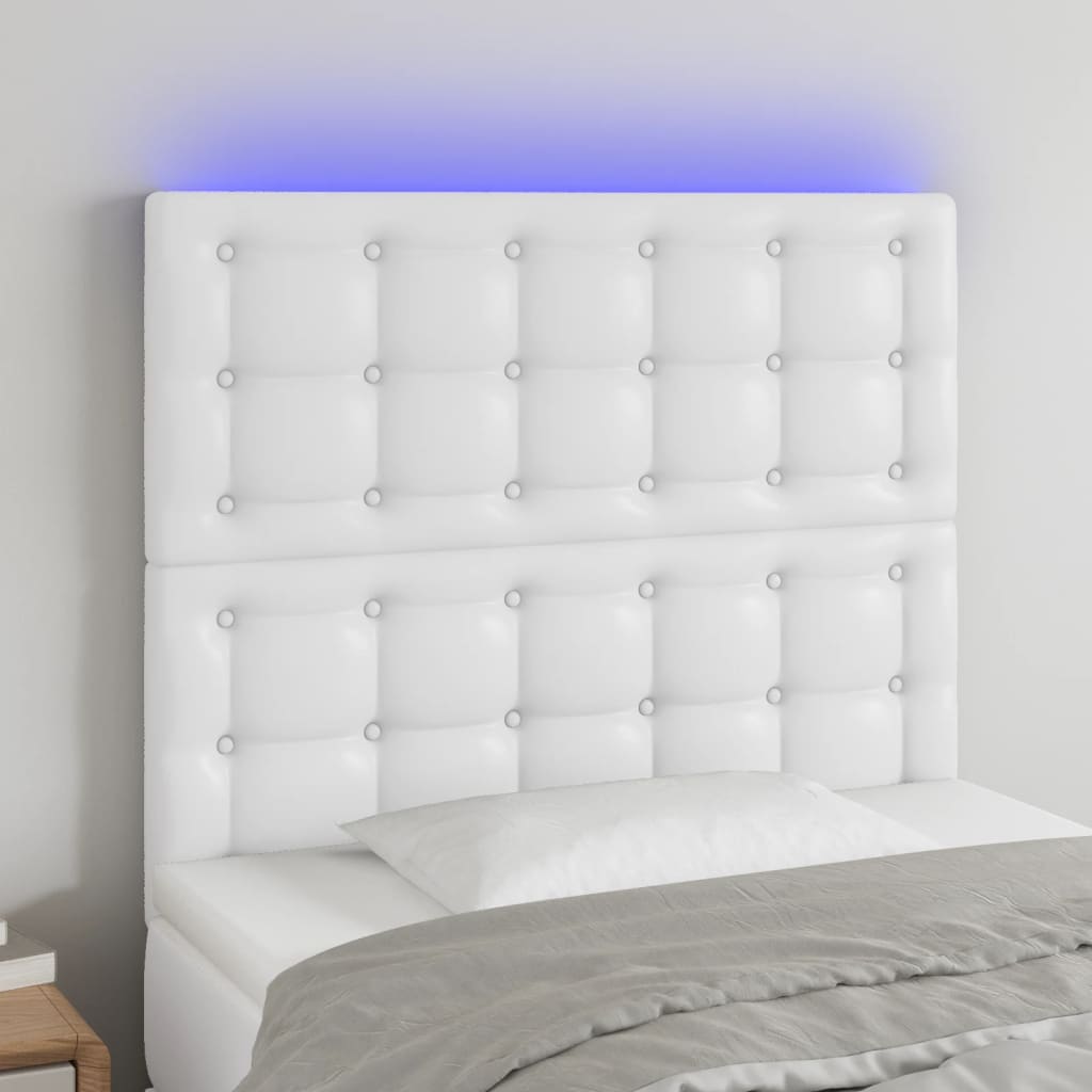 vidaXL LED uzglavlje bijelo 80x5x118/128 cm od umjetne kože
