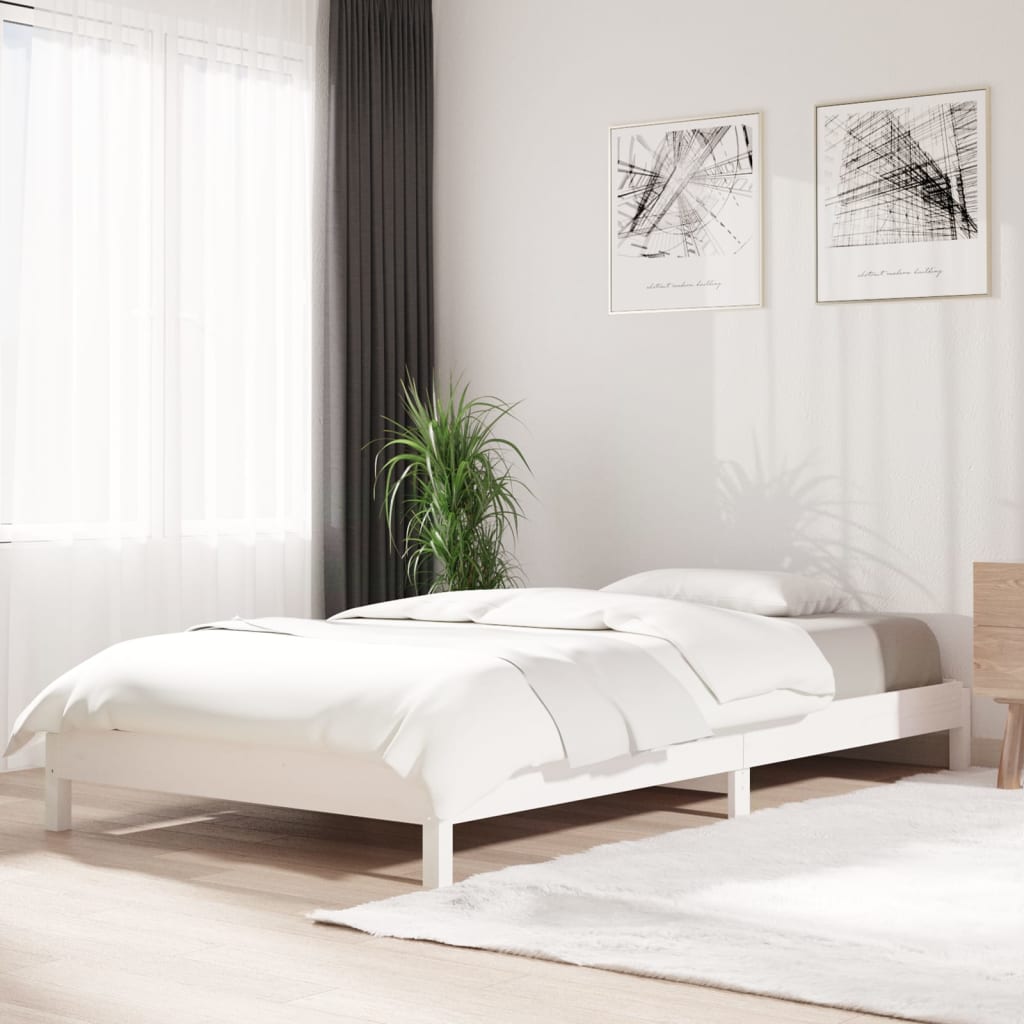 vidaXL Složivi krevet bijeli 100 x 200 cm od masivne borovine