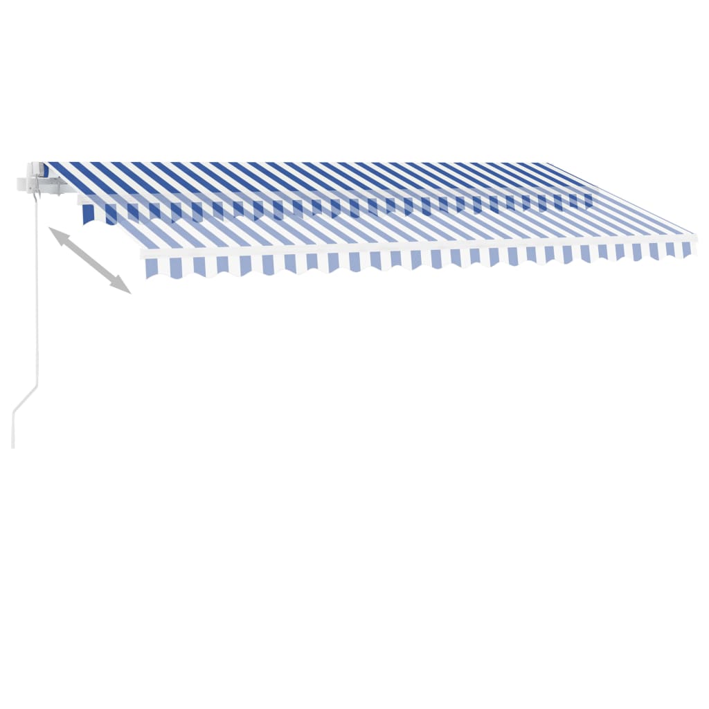 vidaXL Samostojeća tenda na ručno uvlačenje 450 x 300 cm plavo-bijela
