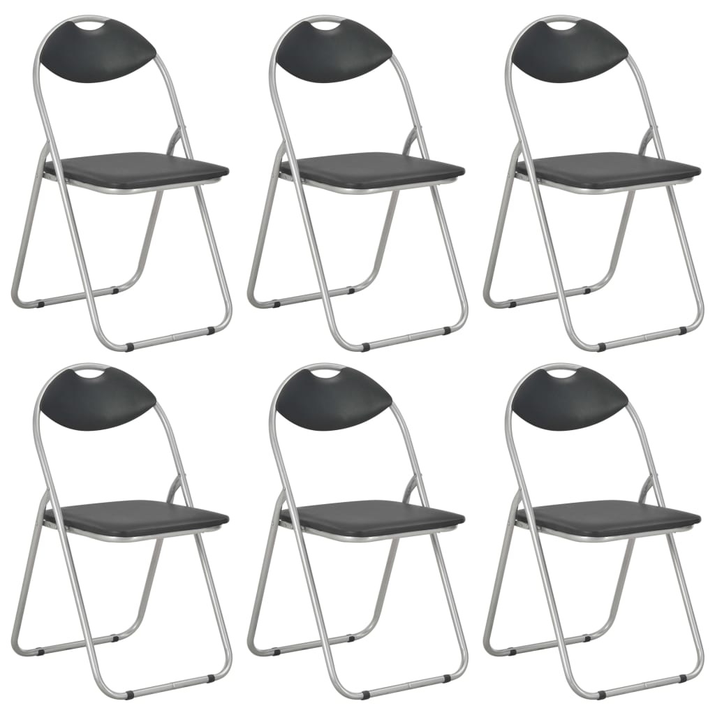 vidaXL Sklopive blagovaonske stolice od umjetne kože 6 kom crne