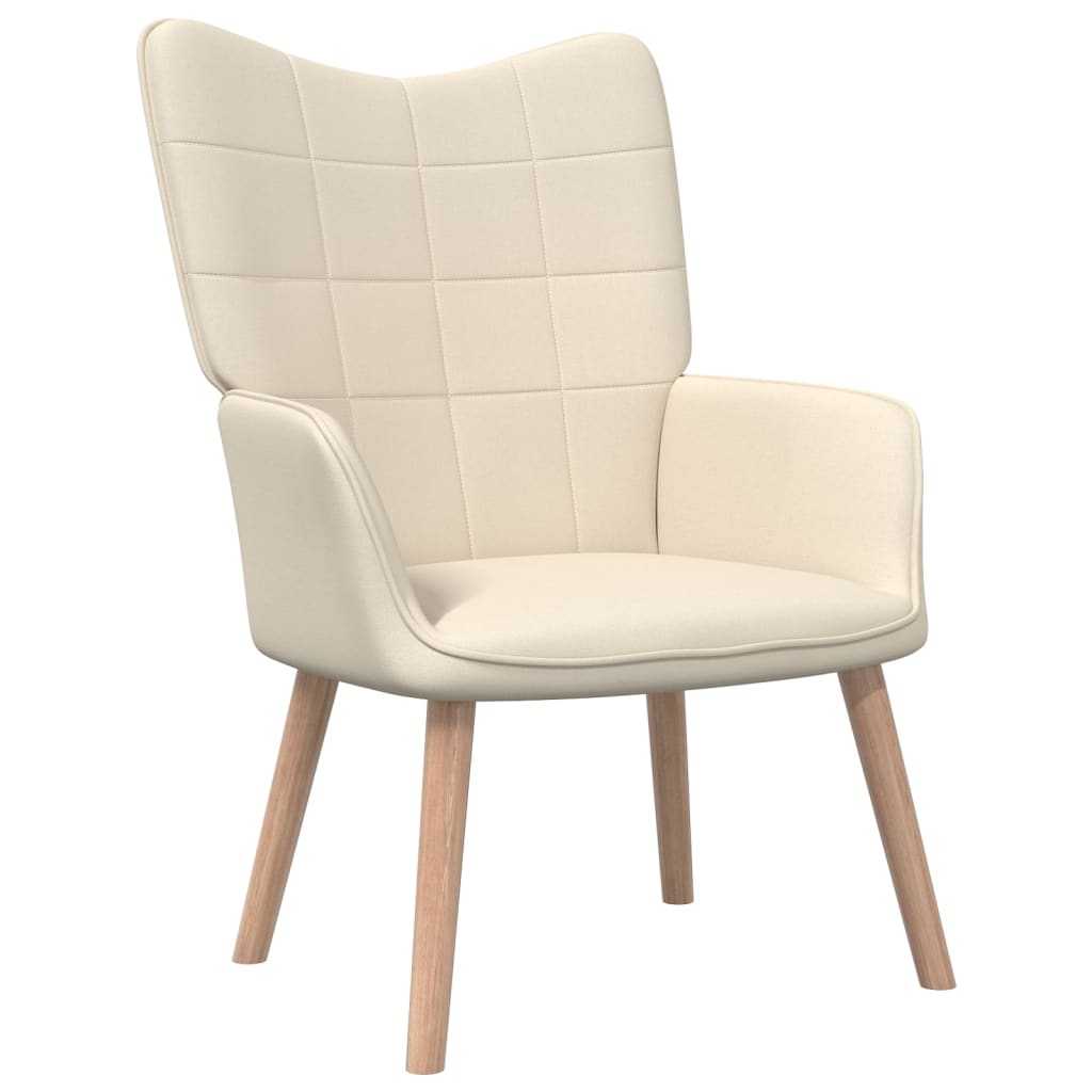 vidaXL Stolica za opuštanje sa stolcem od tkanine krem