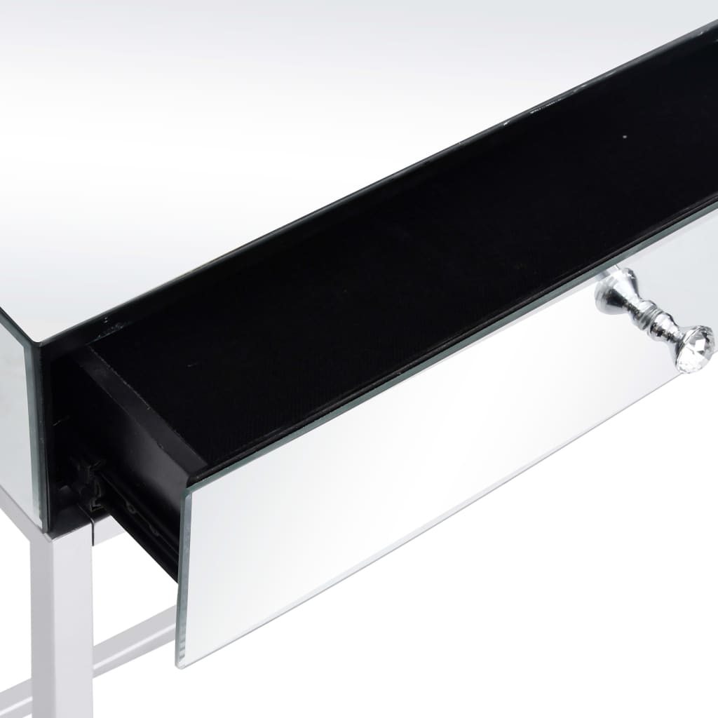 vidaXL Zrcalni konzolni stol od čelika i stakla 107 x 33 x 77 cm