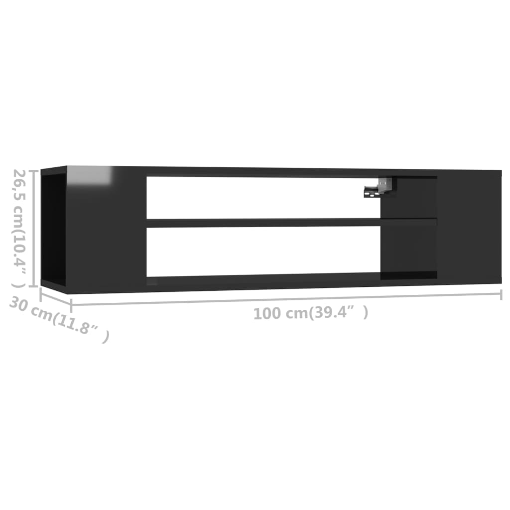 vidaXL Viseći TV ormarić sjajni crni 100x30x26,5 cm konstruirano drvo