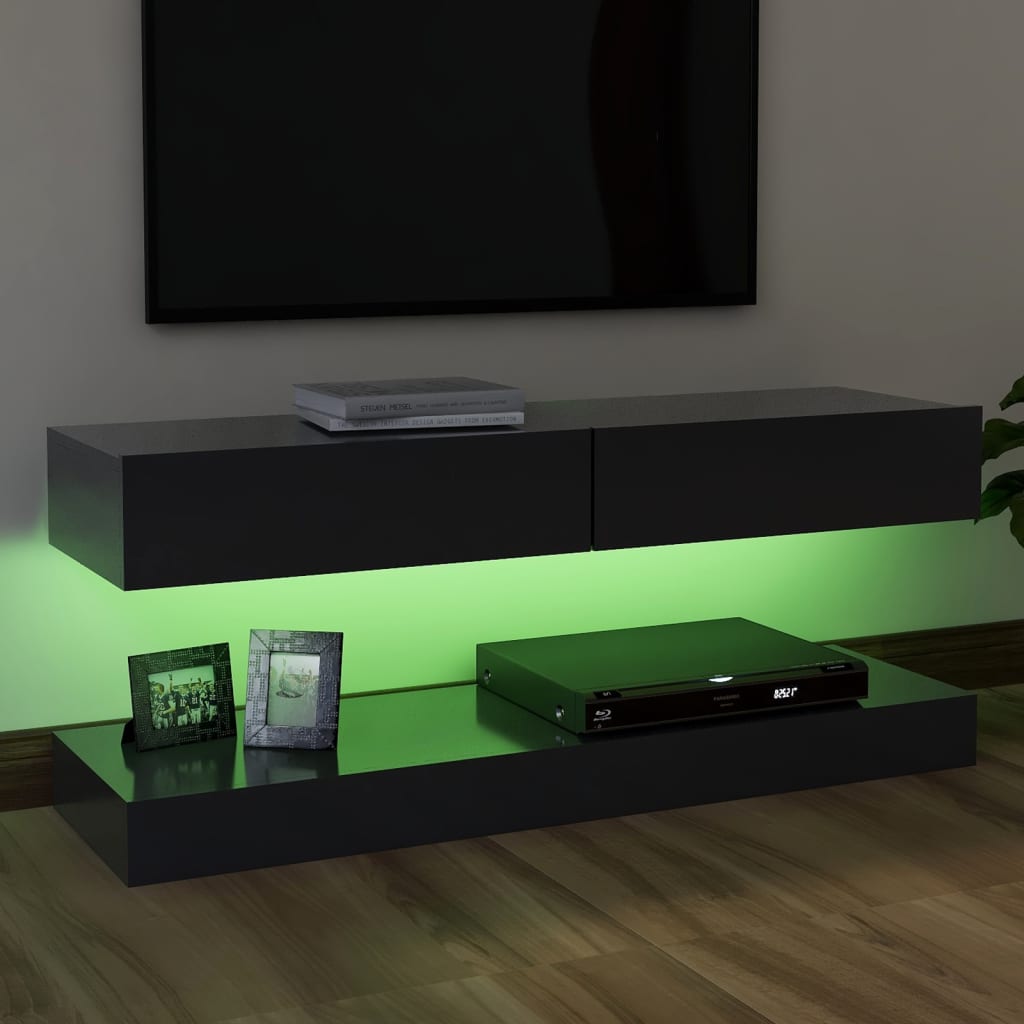 vidaXL TV ormarić s LED svjetlima sivi 120 x 35 cm