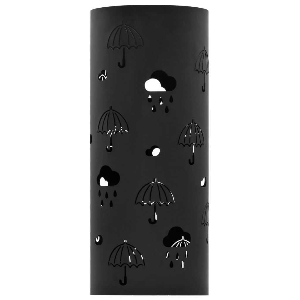vidaXL Stalak za kišobrane s uzorkom kišobrana čelični crni