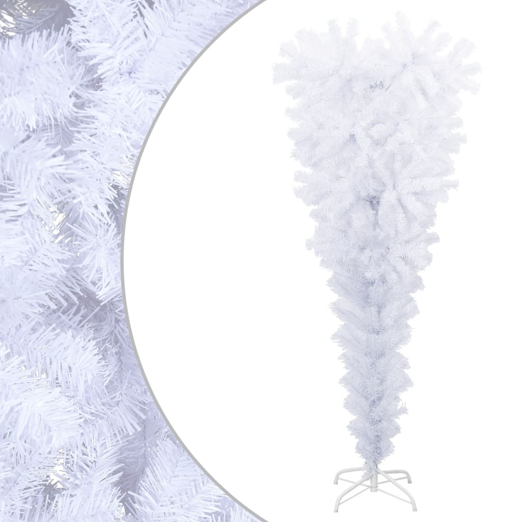 vidaXL Naopako umjetno božićno drvce sa stalkom bijelo 120 cm