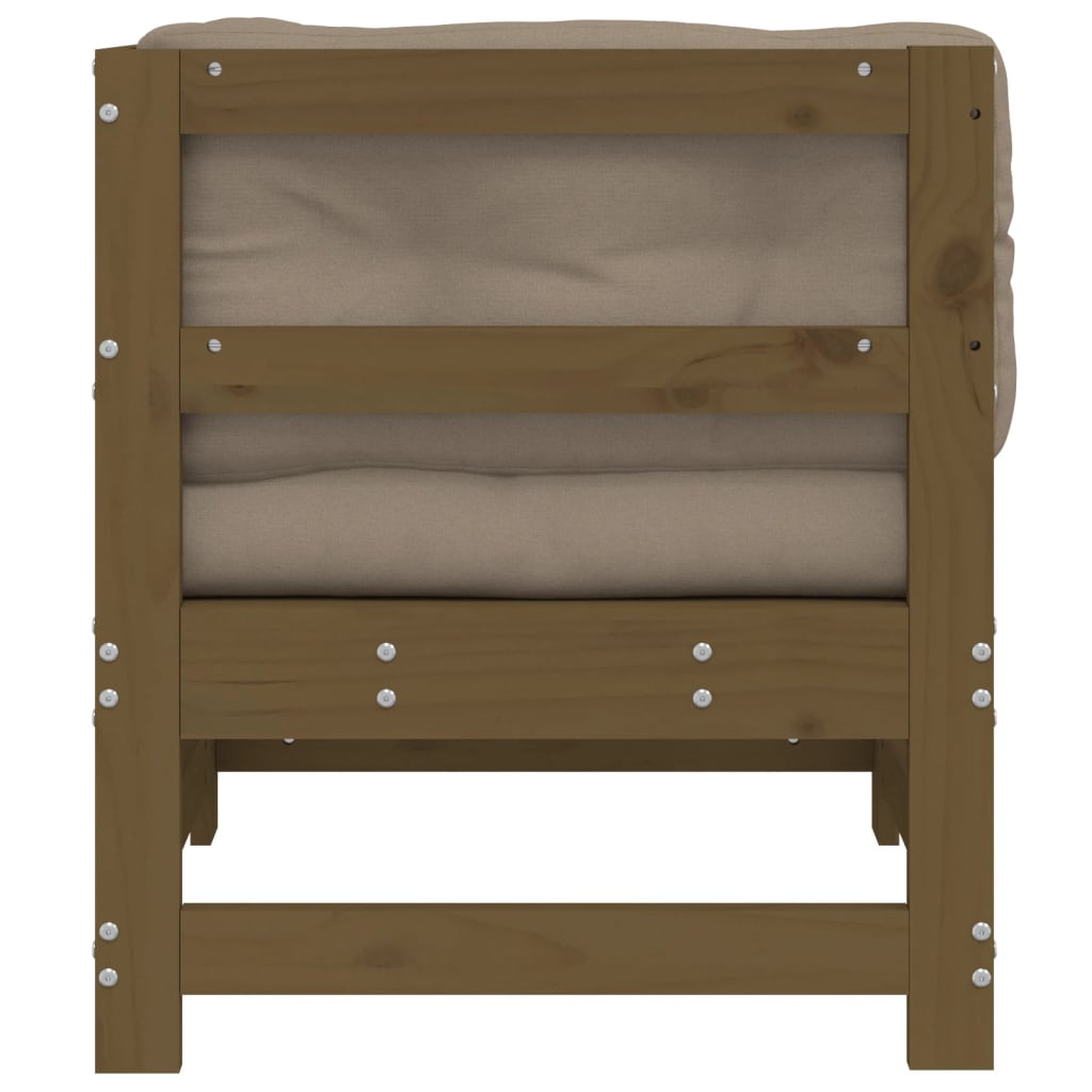 vidaXL Kutna sofa od masivne borovine s jastucima boja meda