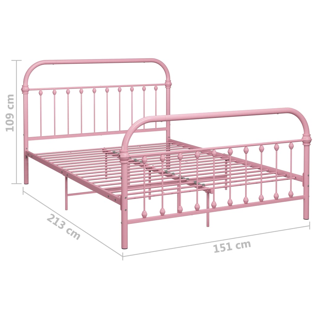 vidaXL Okvir za krevet ružičasti metalni 140 x 200 cm