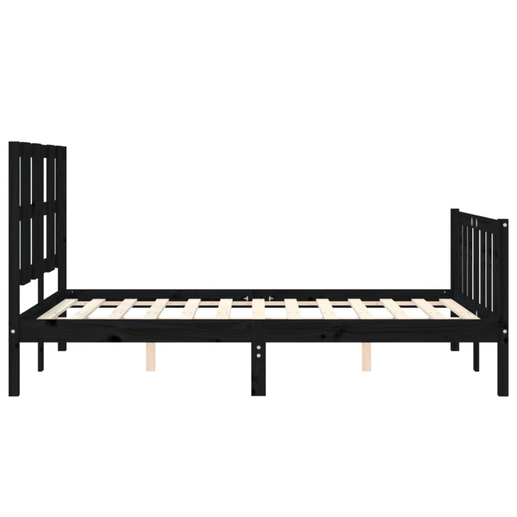 vidaXL Okvir za krevet s uzglavljem crna 120x200cm od masivnog drva