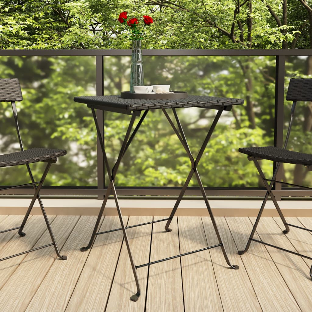 vidaXL Sklopivi bistro stol crni 55 x 54 x 71 cm od poliratana