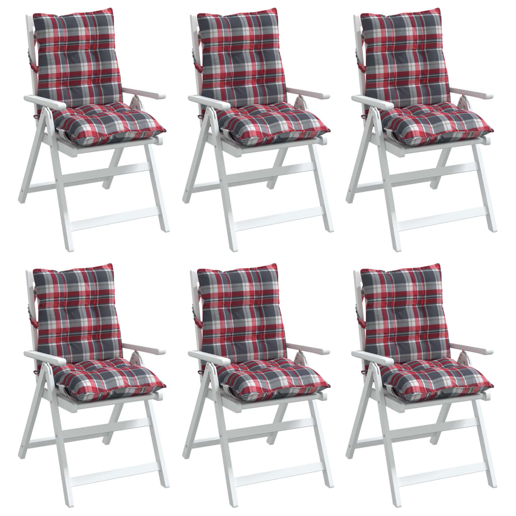 vidaXL Jastuci za stolicu niskog naslona 6 kom crveni karirani tkanina