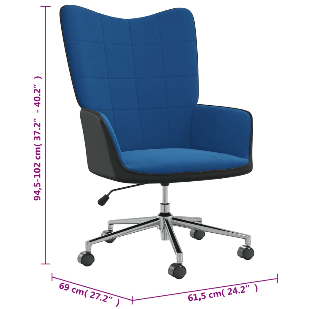 vidaXL Stolica za opuštanje plava od baršuna i PVC-a